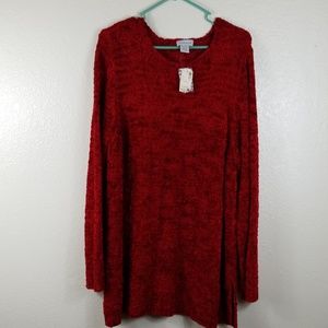 Avenue Red Tunic Sweater Sz 14/16 NWT